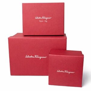 Salvatore Ferragamo Gift Box Set (3pc) — Red Luxury Storage / Props / Gifting